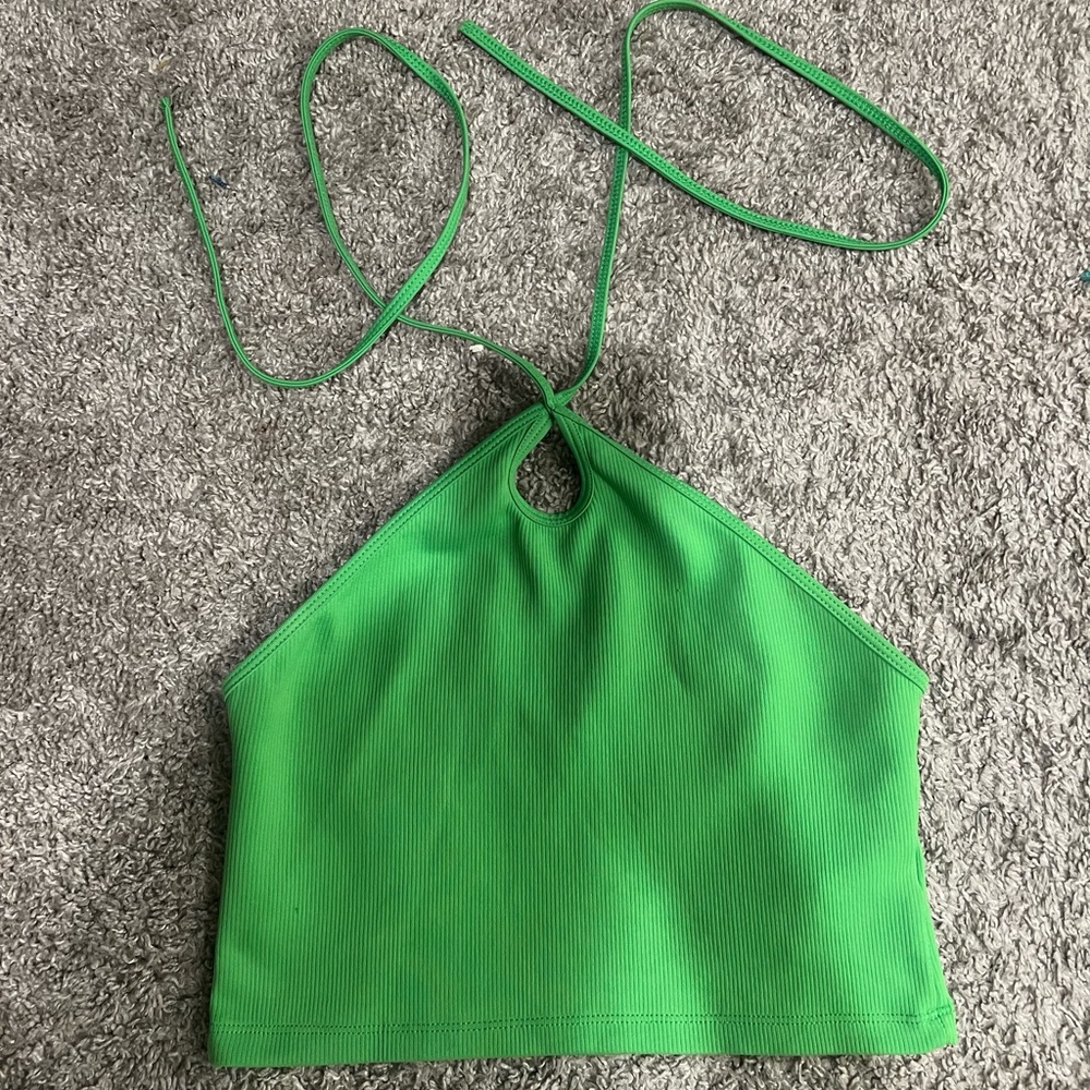 NEON GREEN HAULTER TOP
